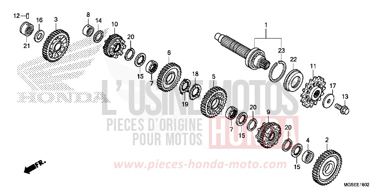 BOITE DE VITESSES (NC700SD) (ARBRE INTERMEDIAIRE) de NC700S DCT GRAPHITE BLACK (NHB01) 2012